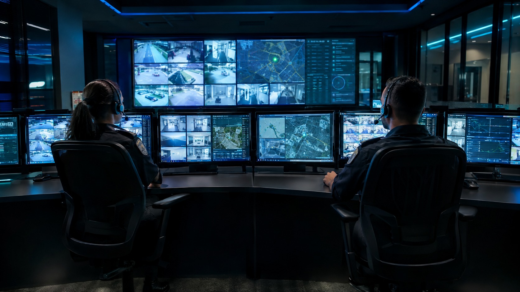 SARC bullpen with operators monitoring live surveillance feeds