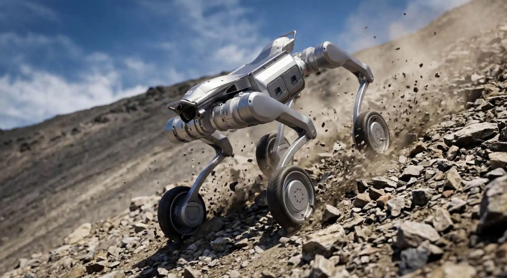 Ground security robot on patrol (concept illustration)