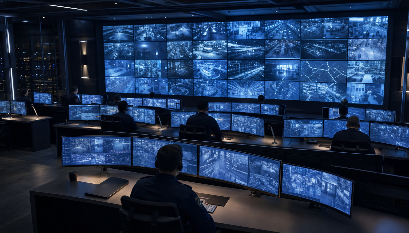 SARC command room with operators monitoring a video wall